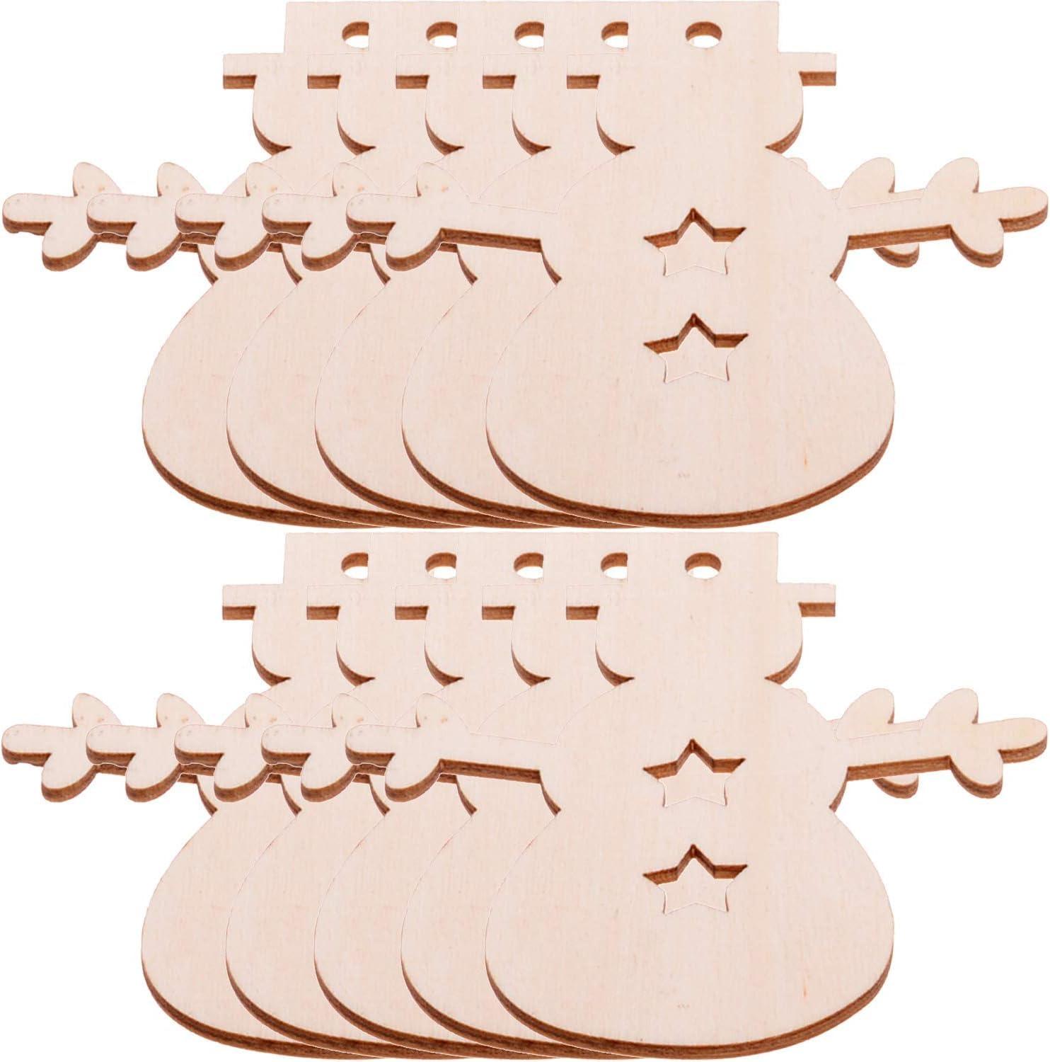 Haoser MDF Decorative Hanging orgnaments for chirtmas Craft, Unfinished Wood Cutouts Christmas Decoration DIY Crafts Wooden Christmas Tree MDF Christmas Ornaments - Haoser