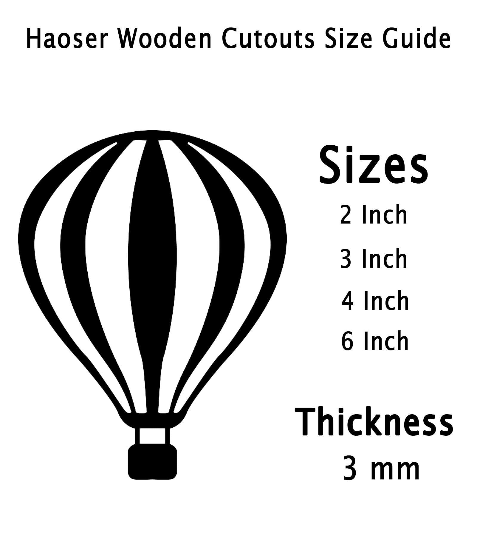 Haoser 3mm Wooden Ballon Cutouts for Scrapbooking Arts Crafts DIY Decoration Display Décor - Haoser