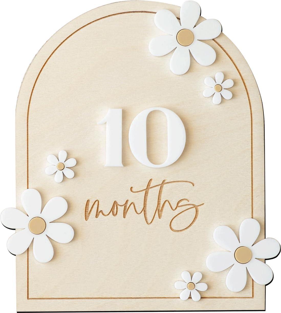 Haoser Baby Photo Props Wooden Baby Milestone Signs