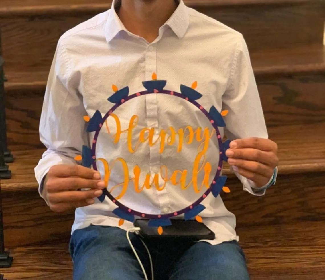 Pack of 2 Diwali Wreath – 12 Inch MDF Unfinished Diwali Door Sign, Door Hanger, Craft Kit for Kids