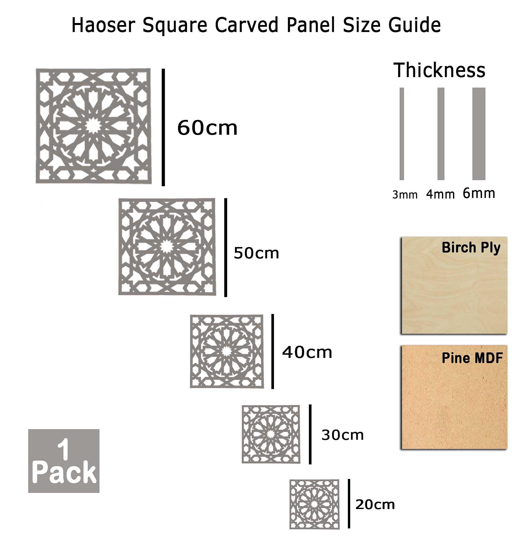 Haoser Birch Ply-3mm Wooden Panel for Room Divider/Partition, Wall Decor Pack of 1 Geometric Laser Cut Carved Panel  (Panle-7) - Haoser