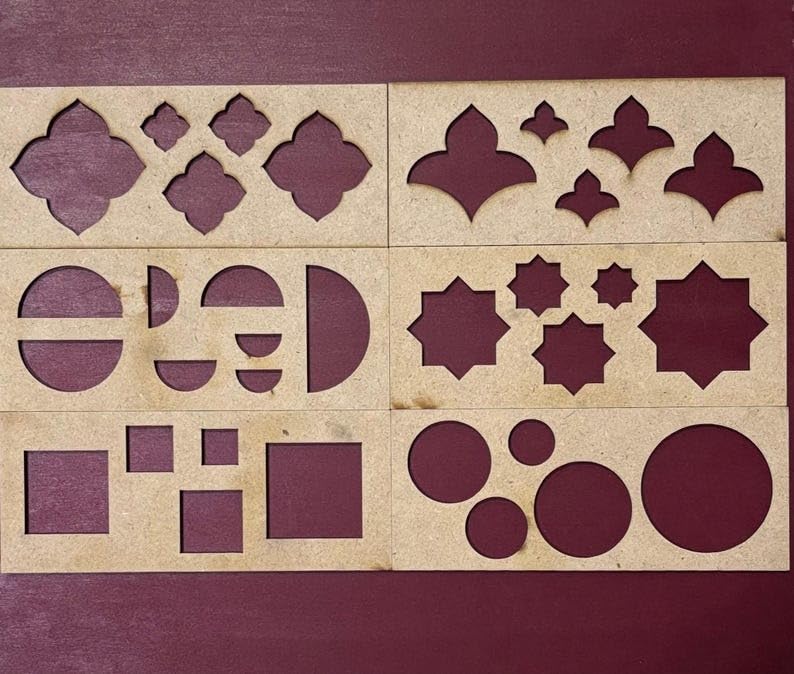 Mandala Art Stencils Set – 12 Unique Shapes in Different Sizes | MDF Stencil Kit for Dot