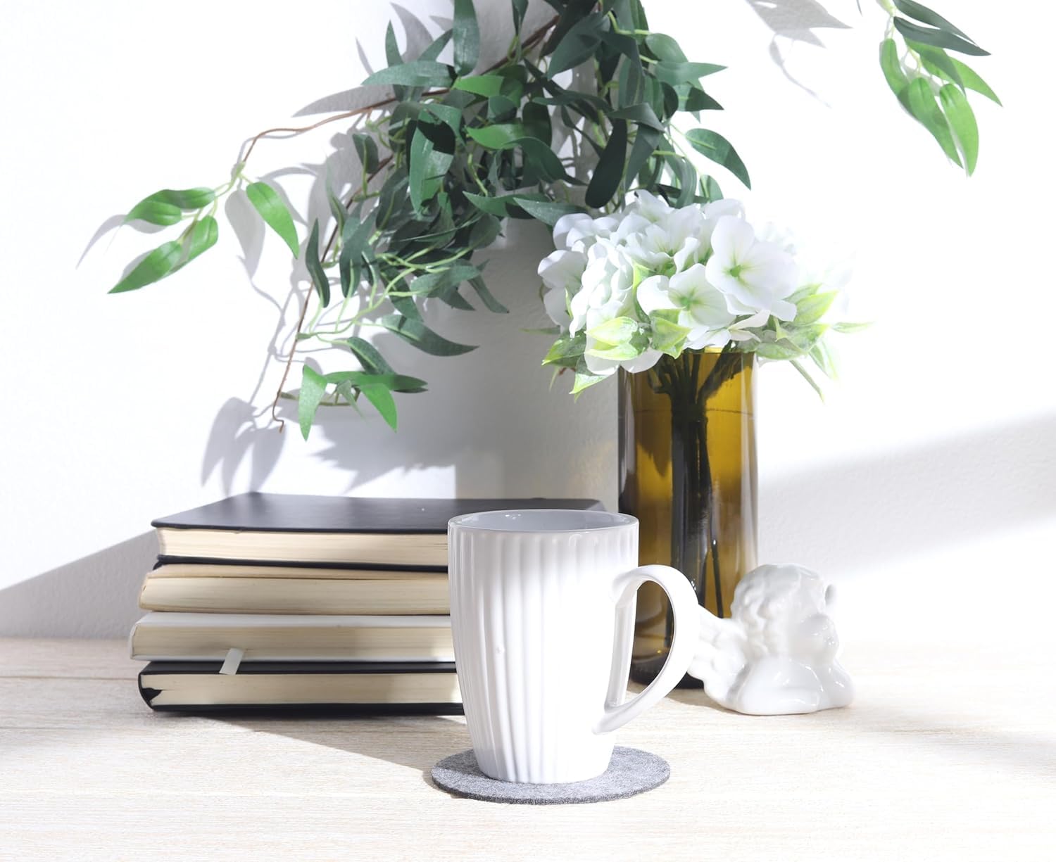 Gray Felt Drink Coasters Round Absorbent Cup Mats for Table Protection