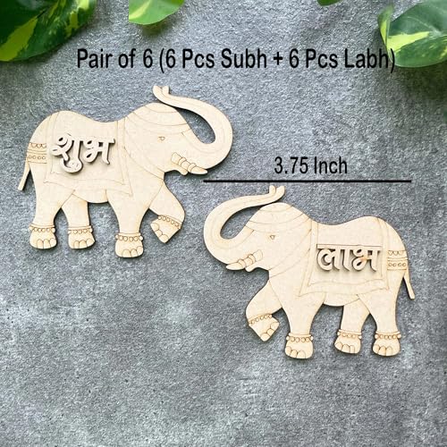 Door Entrance Hanging, 2-Layered 3mm Thick Pine MDF - Subh Labh for Home Decor and Festivals