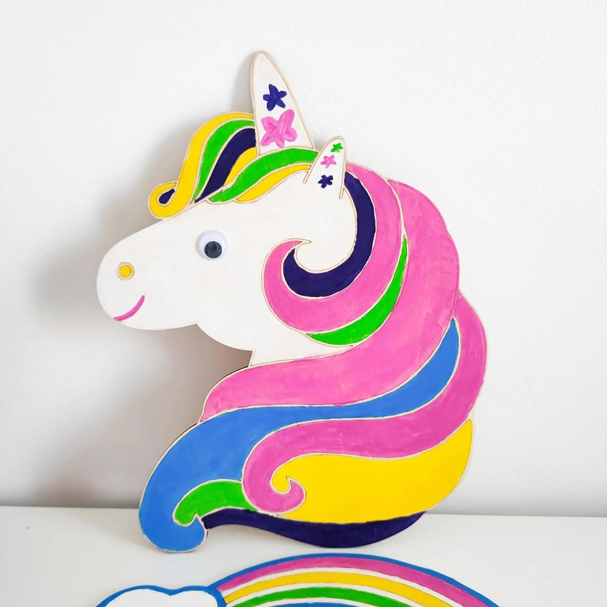 Haoser Engrave Unicorn Shape Wooden Crafts for Kids Painting DIY Crafts,Engrave Unicorn Wooden for Craft Supplies, Spring Party Home Decorations (30cm) - Haoser