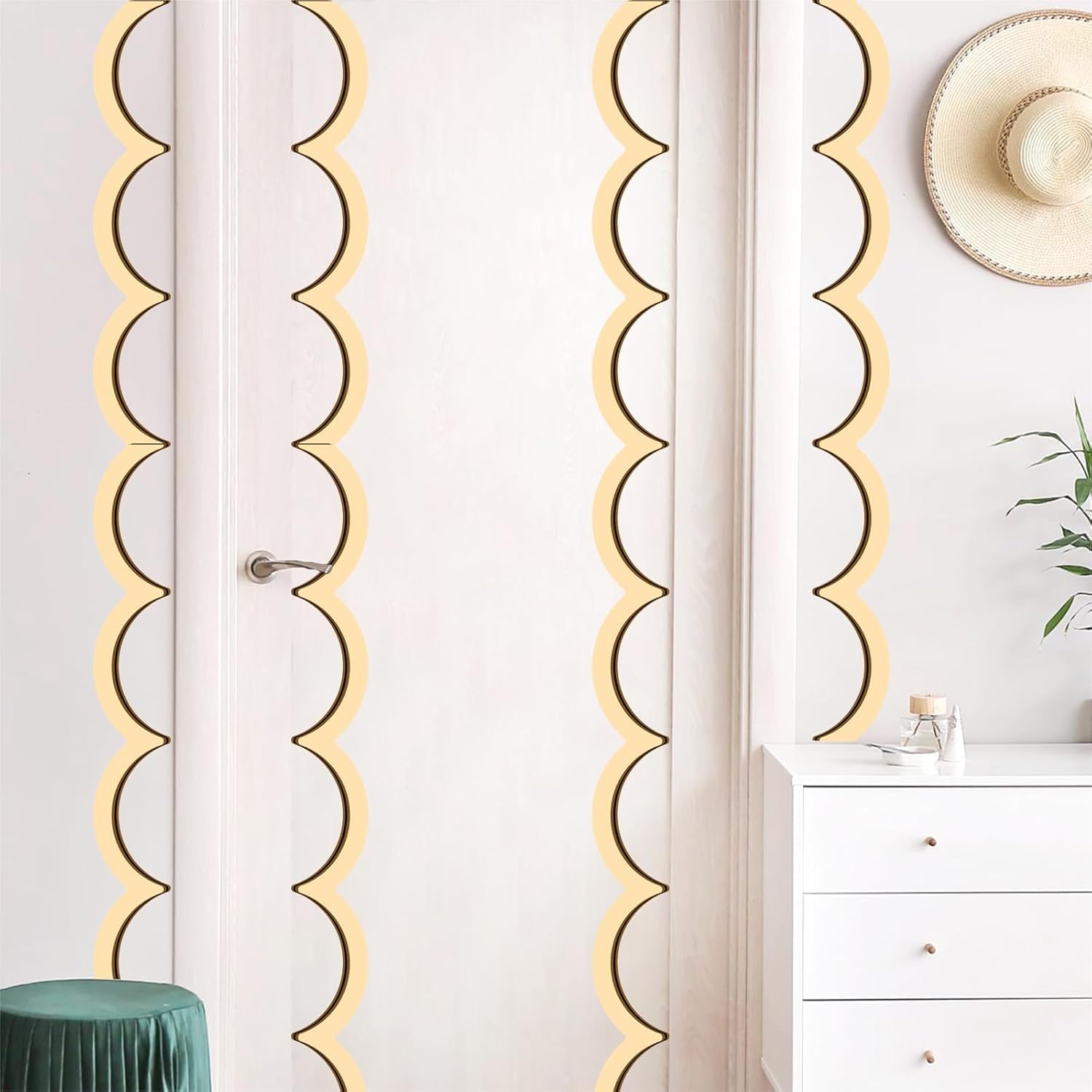 15 PCS Large Wooden Baby Nursery Sign Decal, Peel and Stick Wall Trim, Colorable Kids Room Decor, Unfinished Wood Molding Waves for Playroom Cabinet Shelf Wall Art – 14.9x2.3 Inch