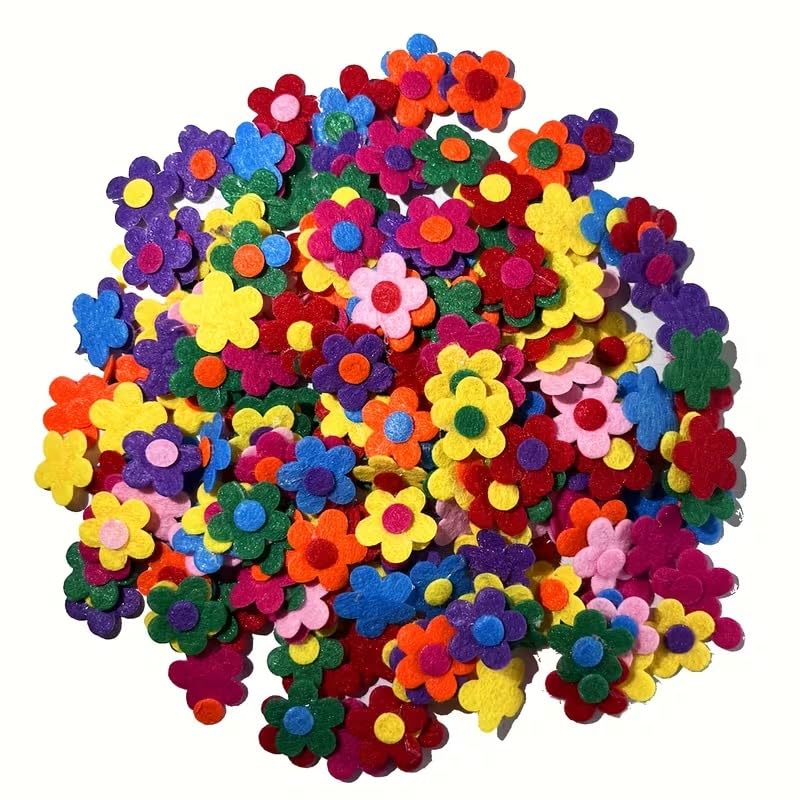 30 PCS Multicolor Felt Flower DIY Craft Kit for Kids & Adults | Small Fabric Flower