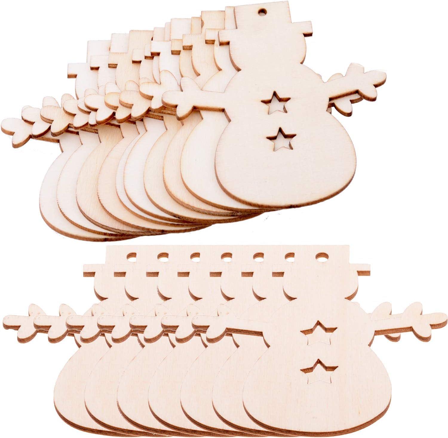 Haoser MDF Decorative Hanging orgnaments for chirtmas Craft, Unfinished Wood Cutouts Christmas Decoration DIY Crafts Wooden Christmas Tree MDF Christmas Ornaments - Haoser