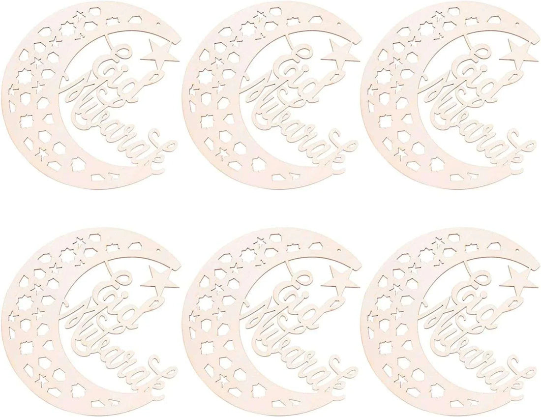 Haoser 4 Pack Ramadan Decorations for Home -Eid Mubarak Hanging Ornaments, Eid Mubarak Ornaments Slices Crescent Moon Shape Pendant for Ramadan Festival DIY Craft Home Decoration - Haoser