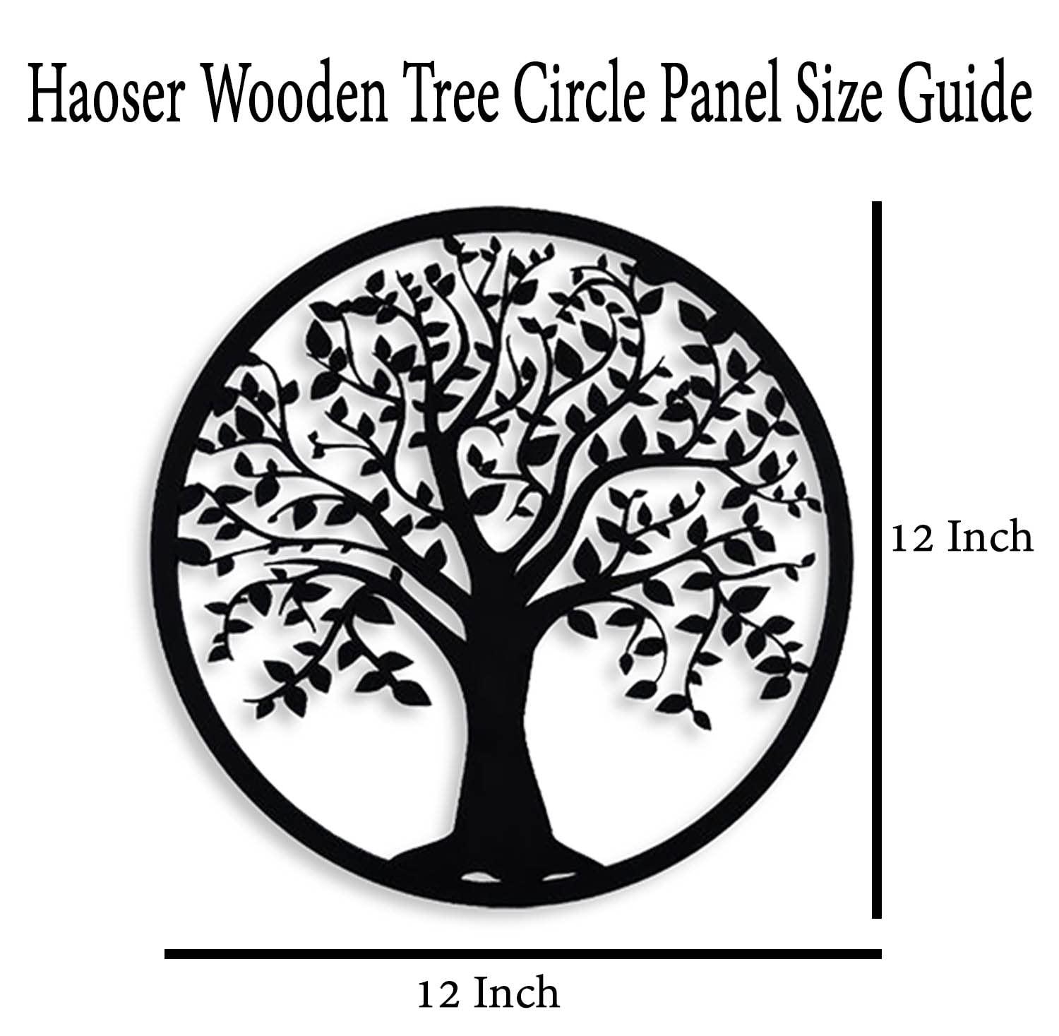 Haoser Wall Art Circle Panel 12x12 Inches, Wall Decor, Living Room Art, Wood Art, Wall Hangings, Wall Decor Bedroom, Framed Wall Art (H-PM3-TREE-CRCL-PNL_12IN) - Haoser