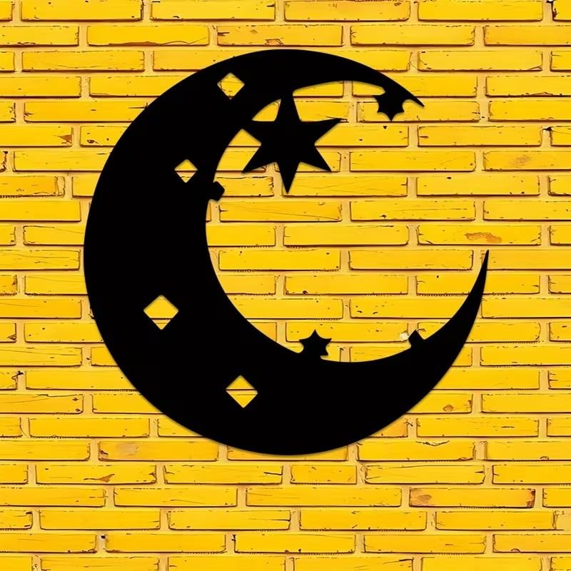 Wooden Crescent Moon and Stars Wooden Wall Decor | Wooden Islamic Wall Art