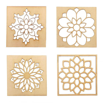 Haoser Wooden Rangoli Stencils Set for Diwali Decoration | Home Decoration (4 pcs, 8x8 inches) - Haoser