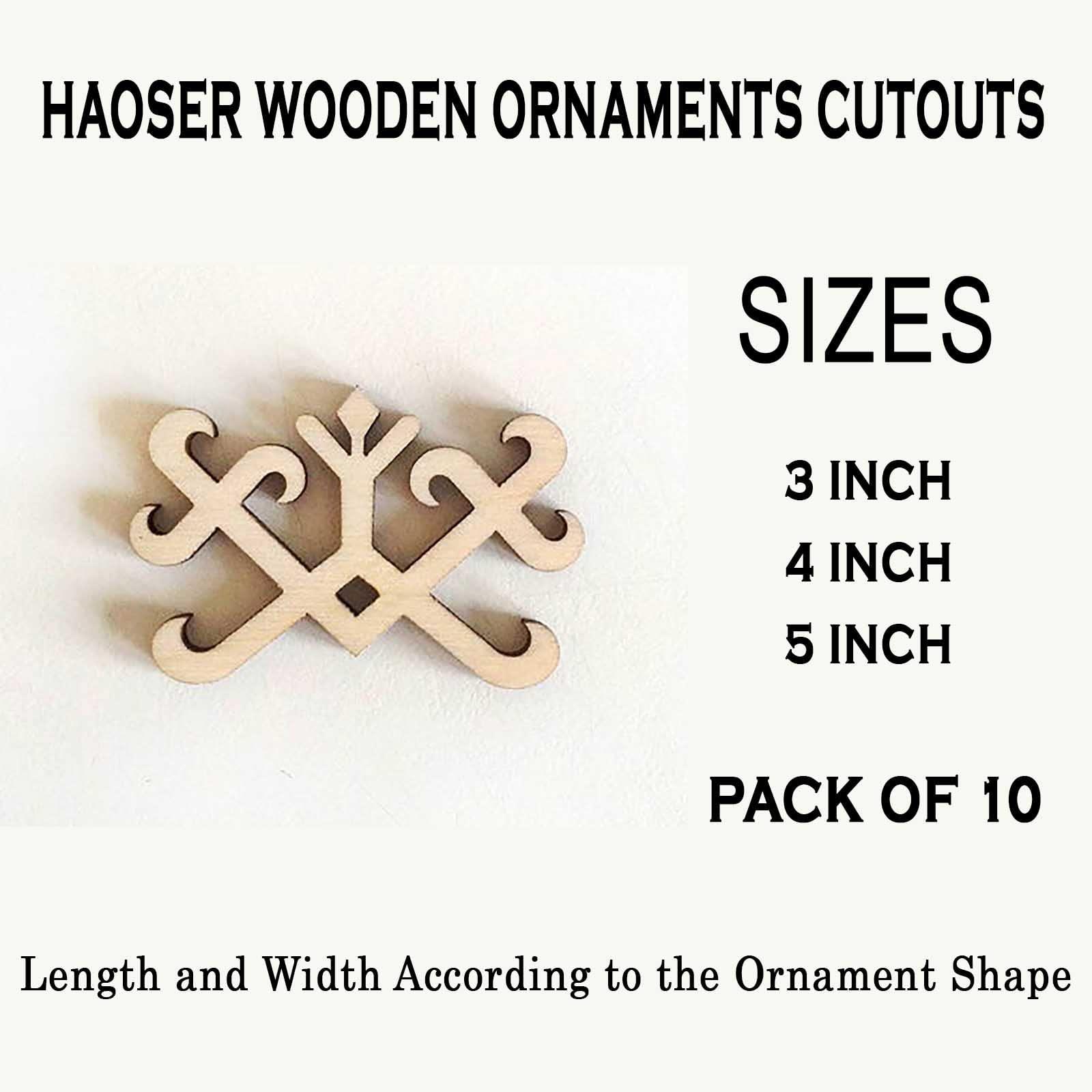 Haoser Wooden Ornaments Cutouts for Home Decor, Laser Cut Wood Cutouts for DIY Craft Project (Ornament-9) - Haoser