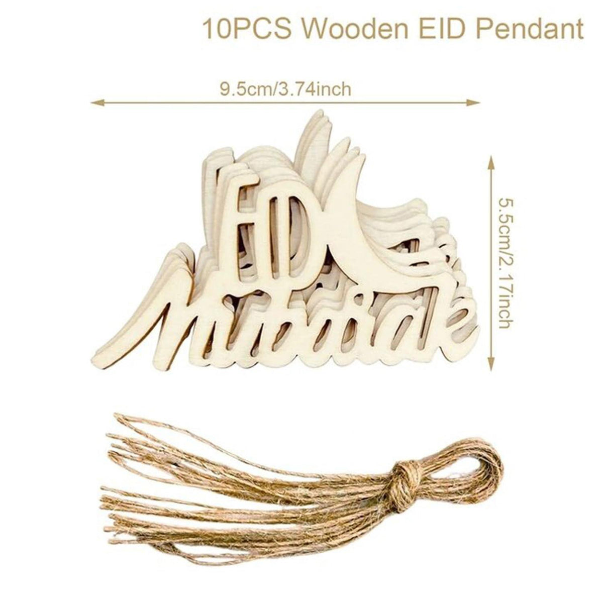Haoser Set of 10 Eid Special Wooden Pendants, Islamic Festival Decorations, Crescent Moon and Star Design, Handcrafted Eid Mubarak Gifts, Wooden Eid Ornaments, Ramadan and Eid Home Decor - Haoser