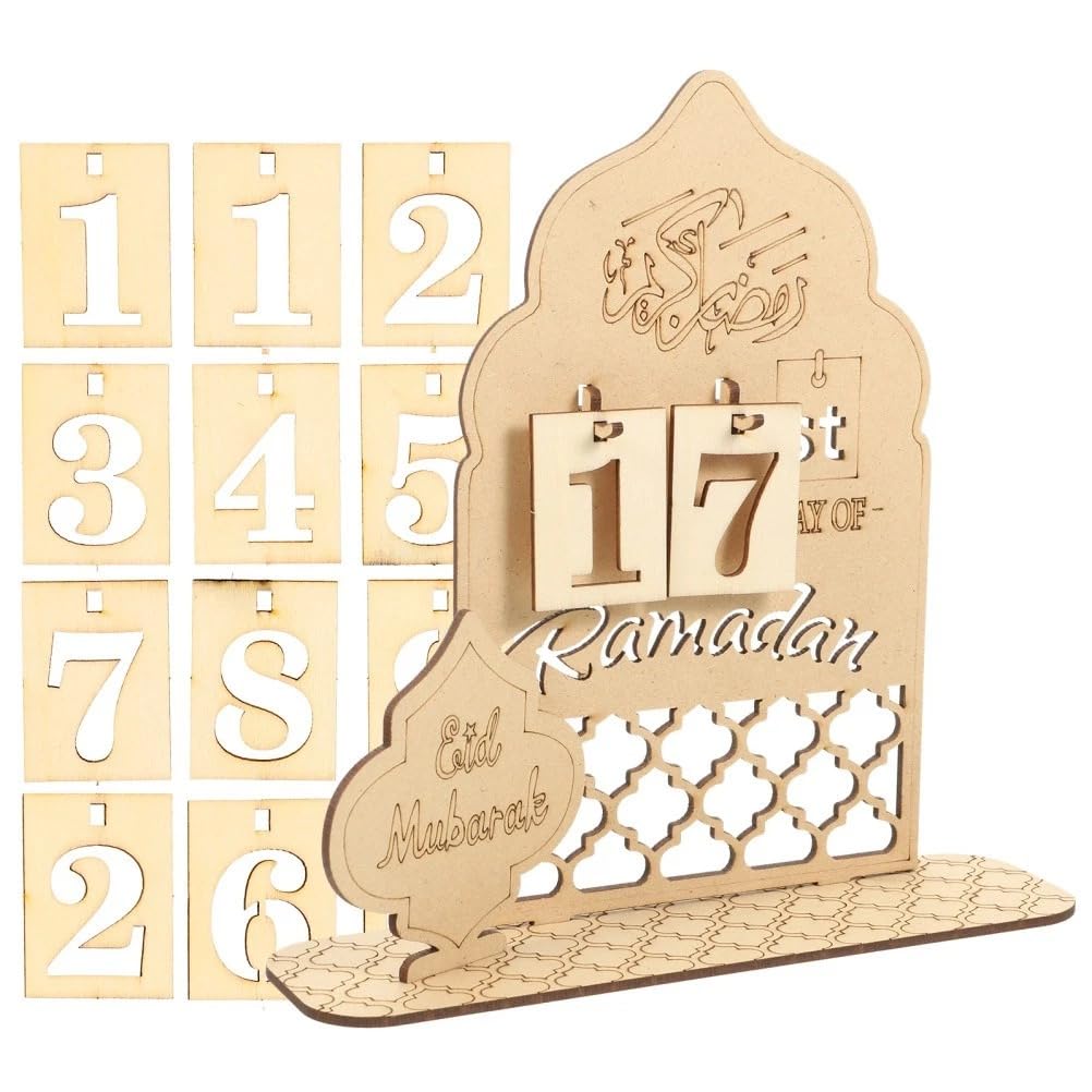 Ramadan Calendar Rustic Wooden Countdown Calendar | MDF Ramadan Mubarak Calendar | Eid Mubarak Decoration