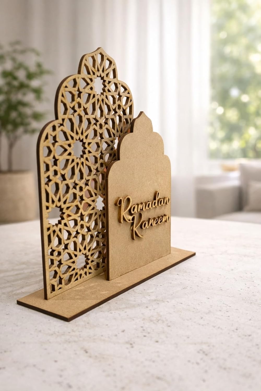 Wooden Ramadan Table Decor Mosque Theme | Islamic Eid Mubarak Wooden Tabletop Decoration