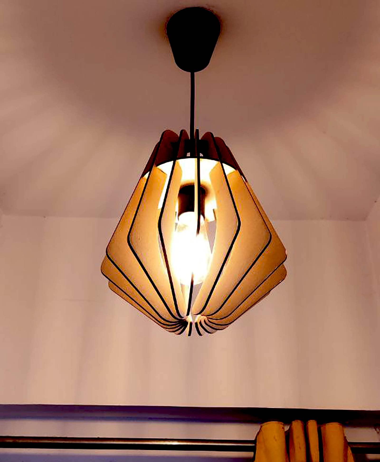 Wooden Farmhouse Chandelier, Distressed Pine MDF Wood Pendant Lighting Fixtures, One Light Hanging Ceiling Lamp for Living Room, Dining Room, Bedroom and Foyer (LxW-12x14IN) - Haoser