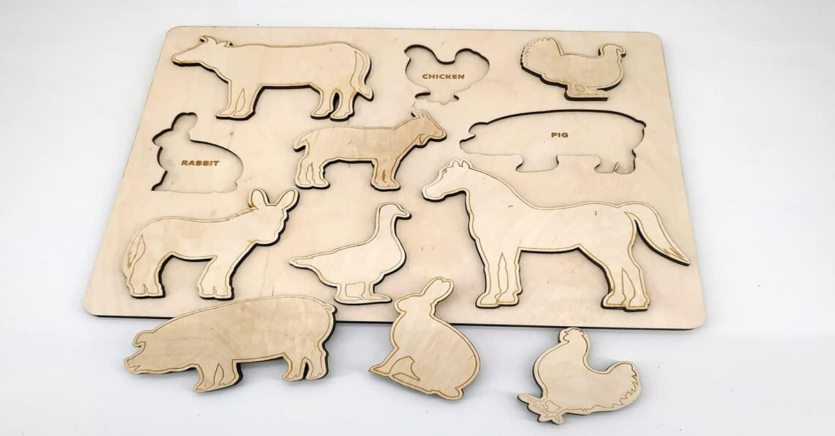 Haoser Wooden Farm Animal Puzzle, Educational Shape Puzzle Montessori Toy, Toddlers Study and Paint Learning Game. Personalized Gift for Kids Wooden, Puzzles for Kids. - Haoser