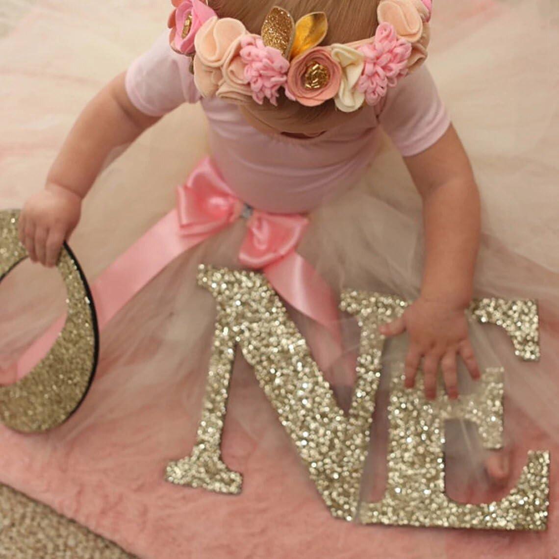 Haoser ONE Sign First Birthday Sign in Glitter - Wooden ONE Letters