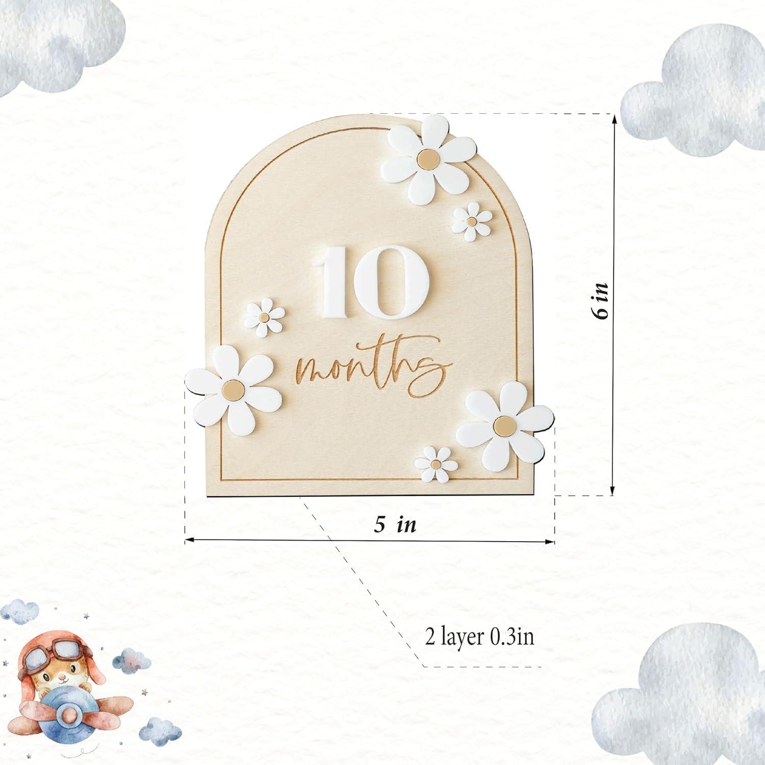 Haoser Baby Photo Props Wooden Baby Milestone Signs