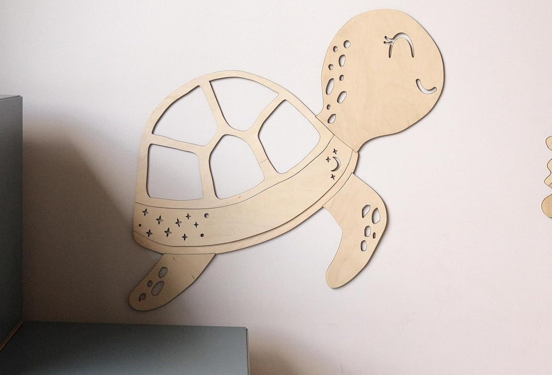 Wooden Turtle Wall Decor for Kids Room | Ocean Theme Nursery Wall Art
