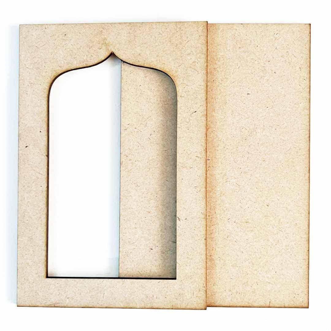 Haoser Plain MDF jharokha Cutouts for Art and Craft|Set of 2 Plain Wooden Jharokha MDF Cutouts Wall Decor Wooden Jharokha MDF Jharokha Cutout (L X H 21 X 30 CM) - Haoser