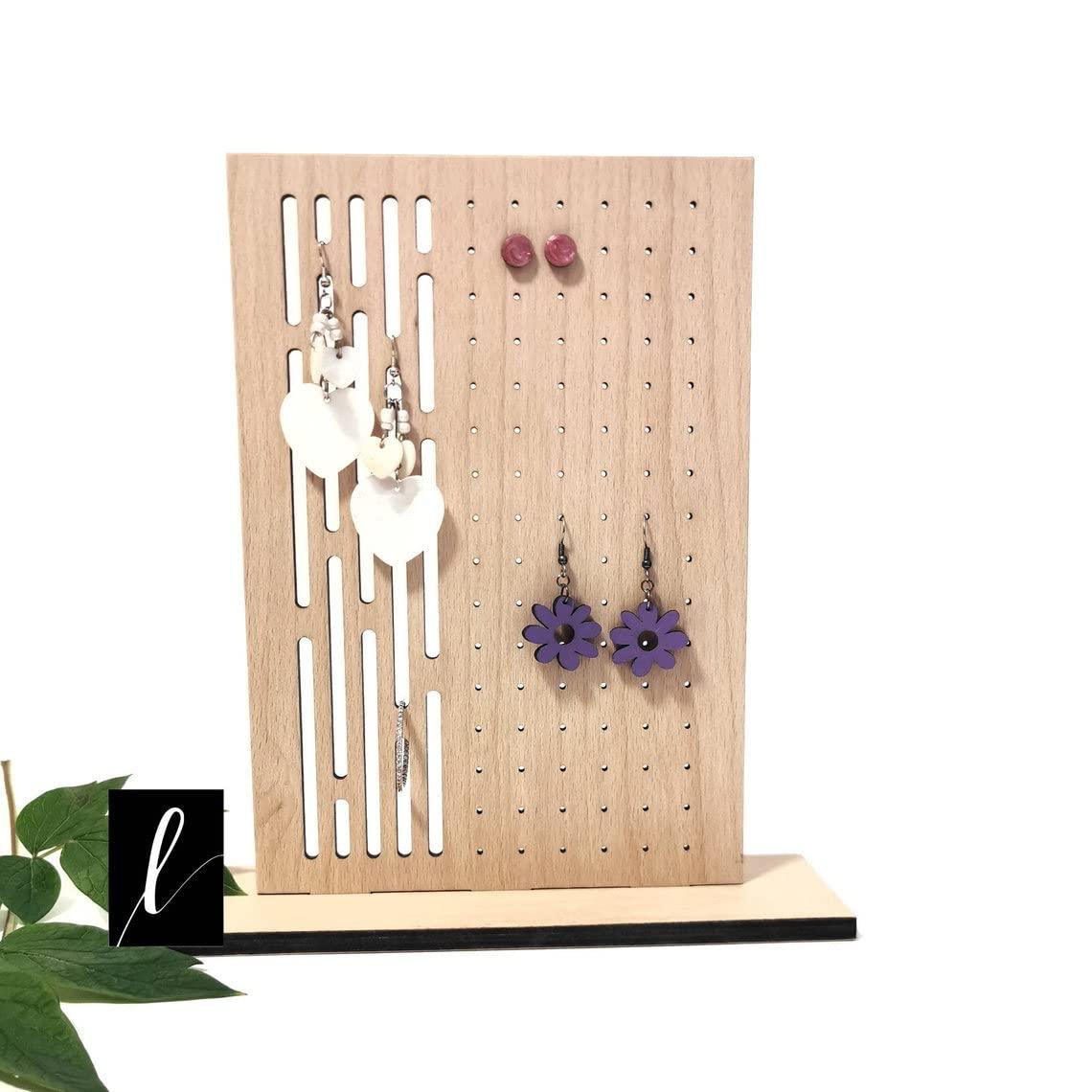 Haoser Wooden Earring Display Stand, Honeycomb Earring Organizer Earring Display Wood Hanging Jewelry Organizer for Stud Earrings (Earring Holder-8) - Haoser
