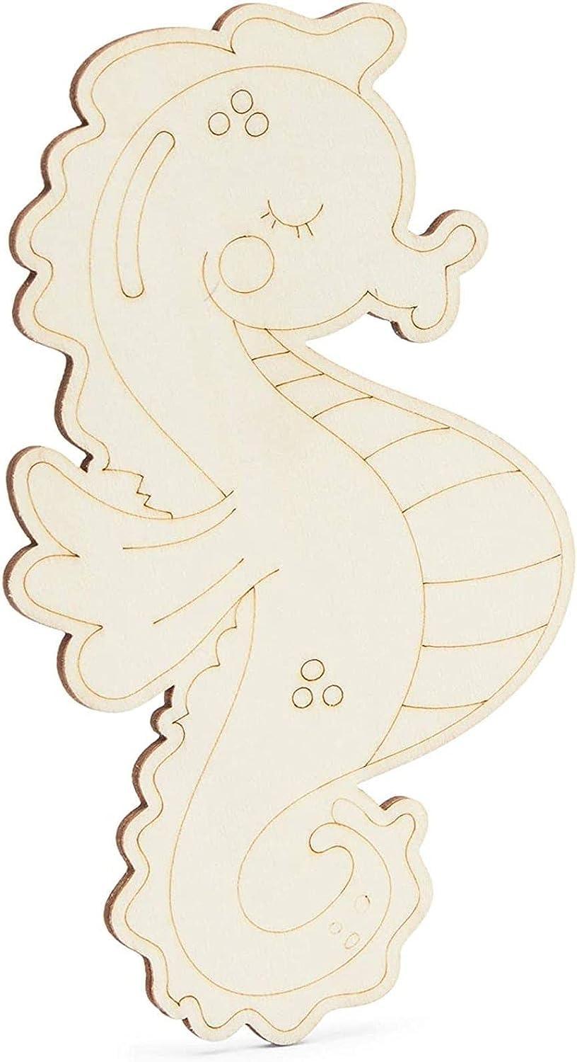 Haoser 24 Pieces Unfinished Sea Creatures Wood Cutouts for Crafts, Wooden Ocean Animals,Kids Art and Craft kit(Turtle, Seahorse, Starfish, Mermaid) Return Gifts for Kids - Haoser