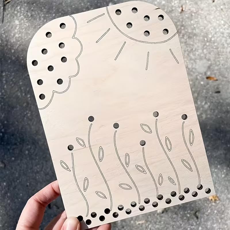 Spring Wooden Lacing Board for Kids | Montessori Threading Toy | DIY Wooden Craft Board with Holes