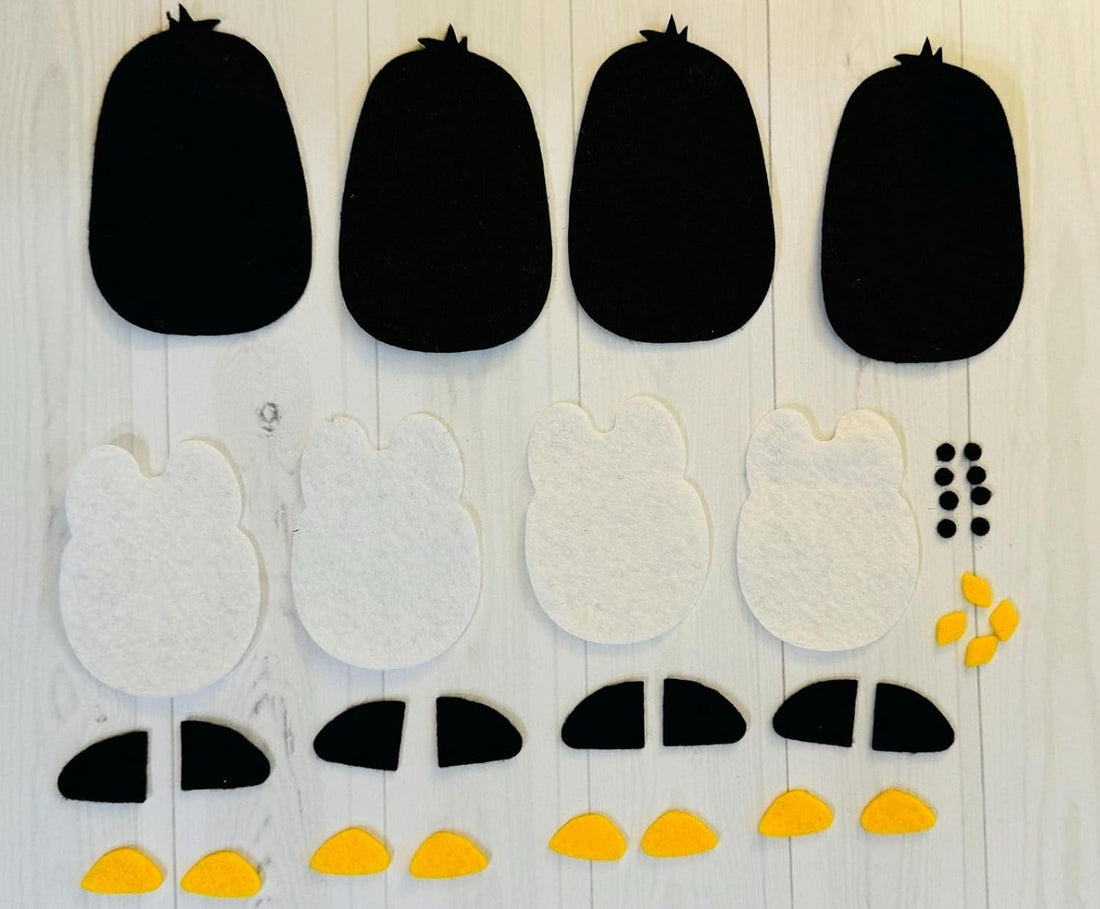 4 Pcs Felt Penguin Cutouts (4 x 3.14 Inch) | DIY Craft Shapes for Kids