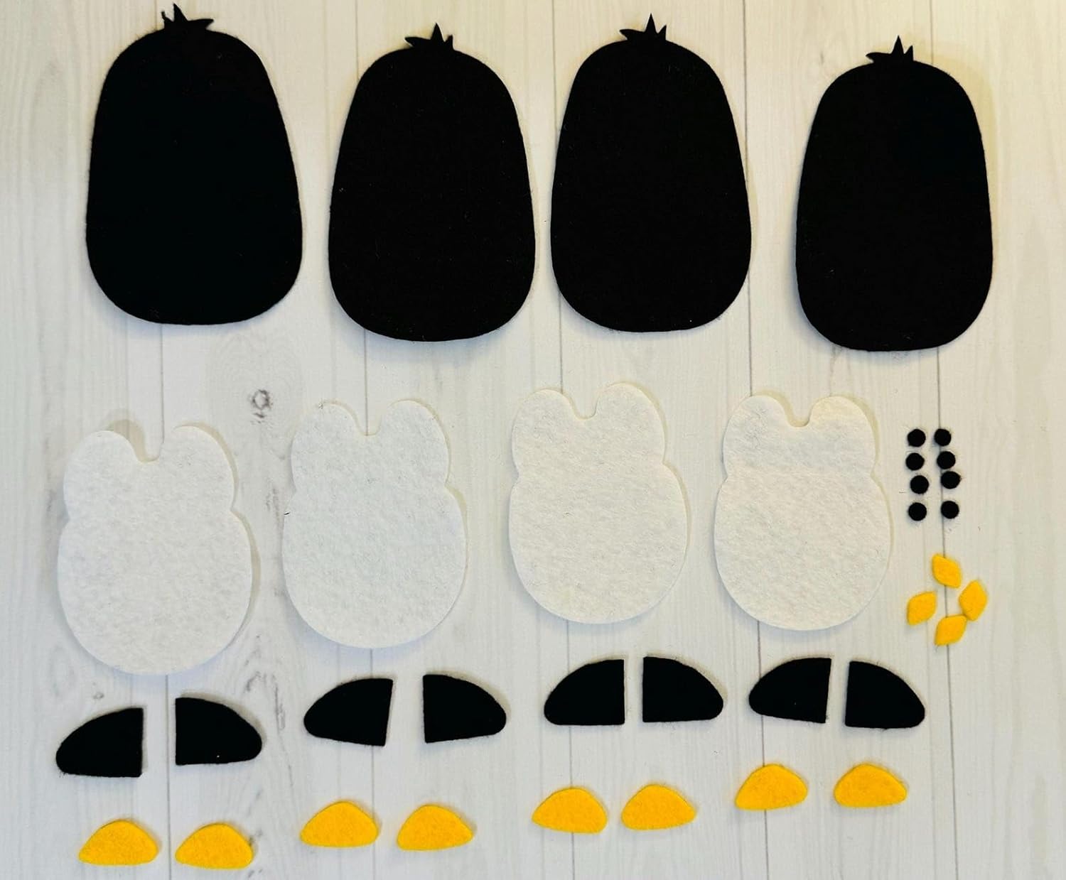4 Pcs Felt Penguin Cutouts (4 x 3.14 Inch) | DIY Craft Shapes for Kids