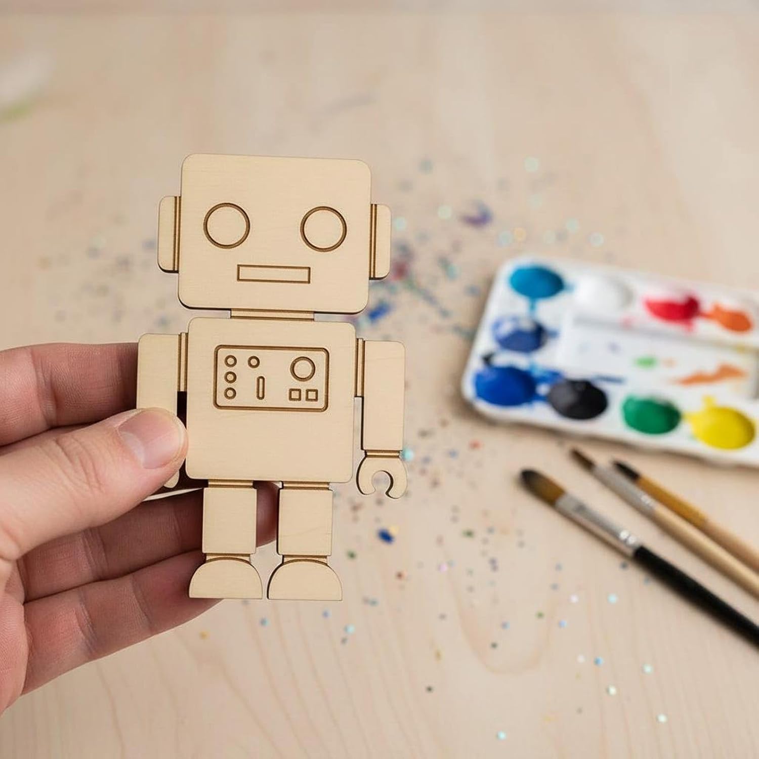10 Pcs Robot Wooden Craft Blanks | 4 Inch MDF Robot Cutouts | DIY STEM Craft Shapes for Painting