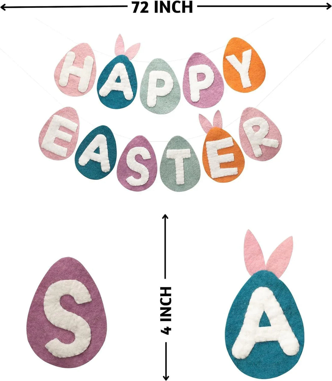 Haoser Easter Garland for Mantle, 72 Inches Happy Easter Banner or Easter Balloon Garland for Easter Decor, Easy to Hang Easter Egg Garland for Easter Decorations for The Home (Easter) P-1 - Haoser