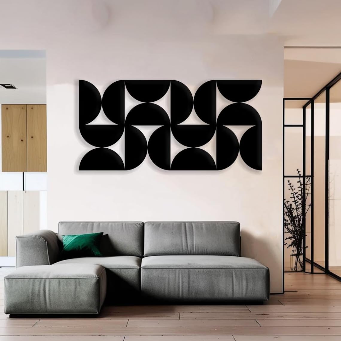 Half Circles Wooden Wall Decor | Geometric Abstract Art Panel | 11x5 Inch Mid-Century Modern Design | Pine MDF Wall Hanging for Home & Office Contemporary Decor