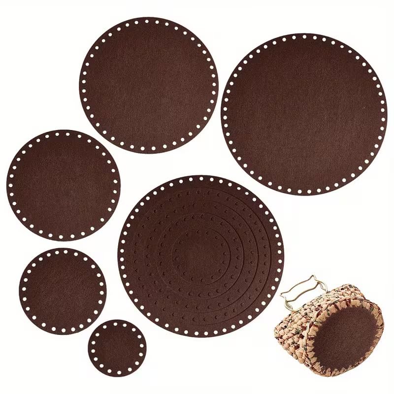 Pack of 6 Felt Basket Bottoms Round | Flat Fabric Basket Base for Crochet