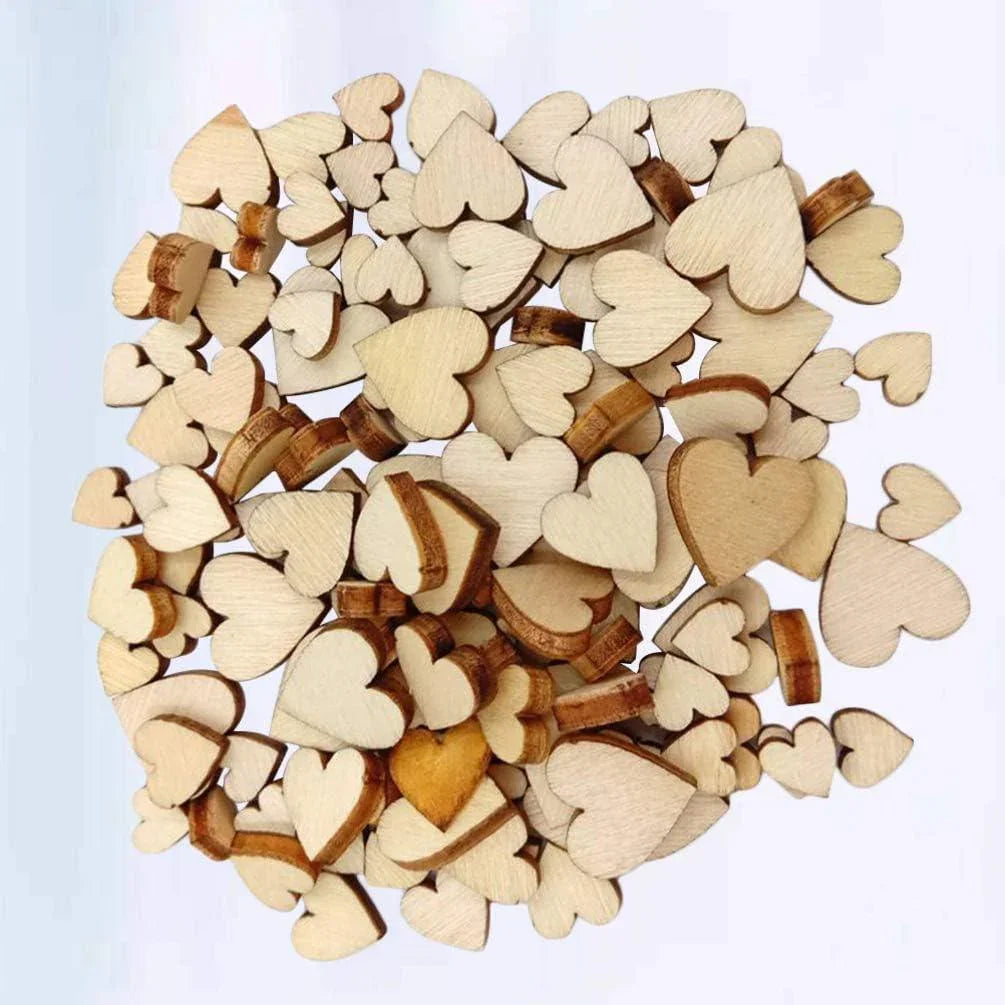Haoser 100pcs Heart-Shaped Wooden Slices Craft Embellishments Wood Pieces Manual Accessories Wooden Hearts,Unfinished Wood Crafts,Wooden Hearts for Crafts,Heart Decor for DIY Art (6-12mm) (Mixed Size) - Haoser