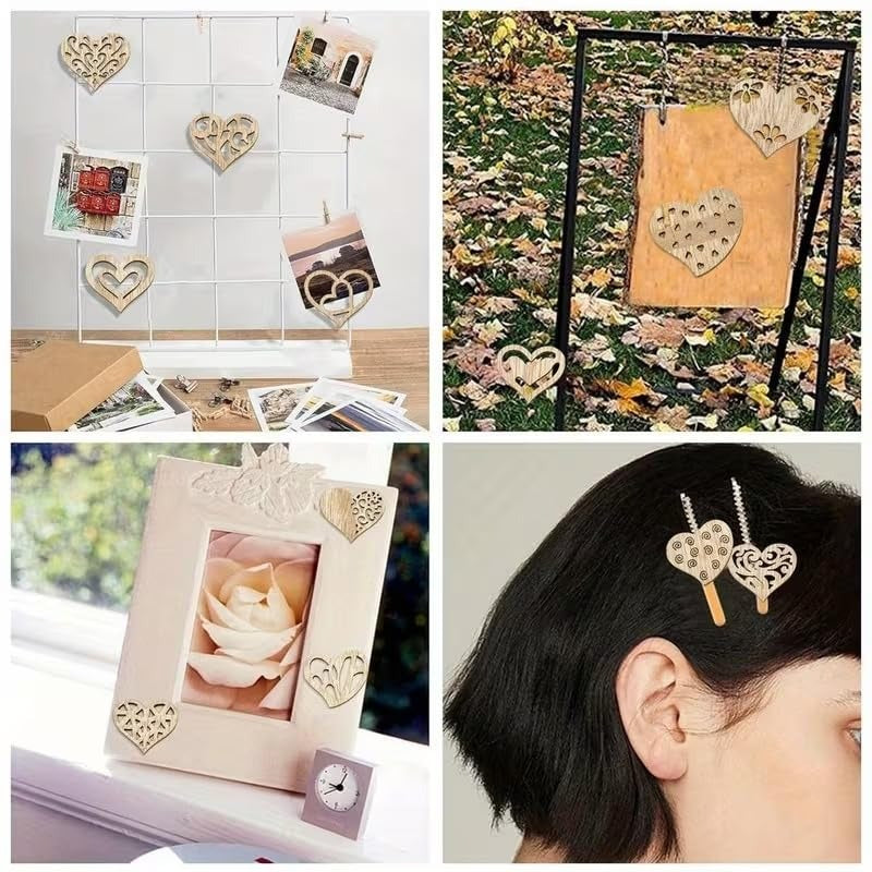 50 Pcs Wooden Heart Shaped Cutouts, Unfinished Wood Pendants with Decorative Patterns, Wooden Heart Cutouts, Decorations itmas 1 Inch