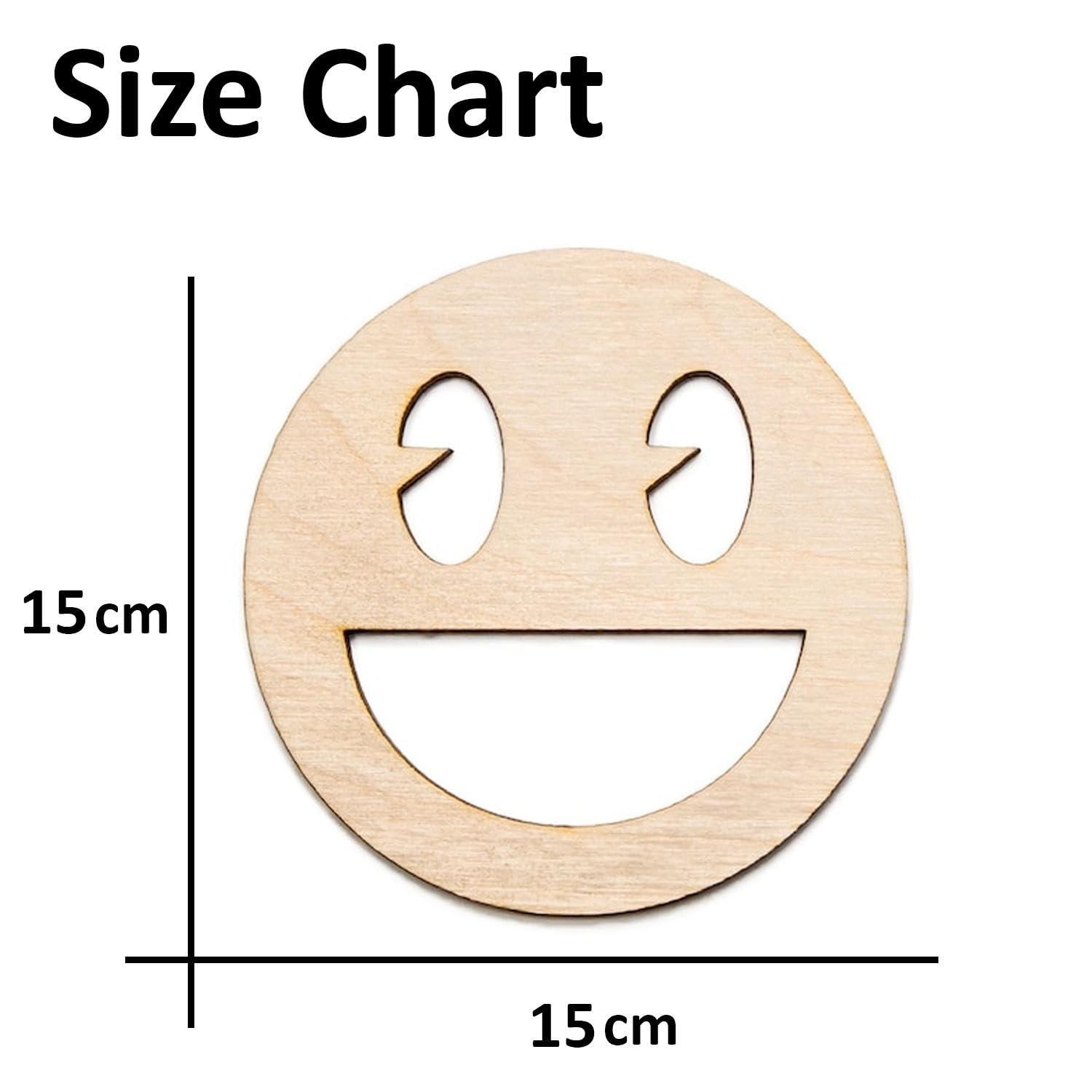 Curious Button Express Your Creativity with Unfinished Wooden Emoji Face Cutouts, Set of 4 Blank DIY Wood Shapes for Crafts, Painting, and Decorating - Ideal for Kids' Art Projects, and More - Haoser