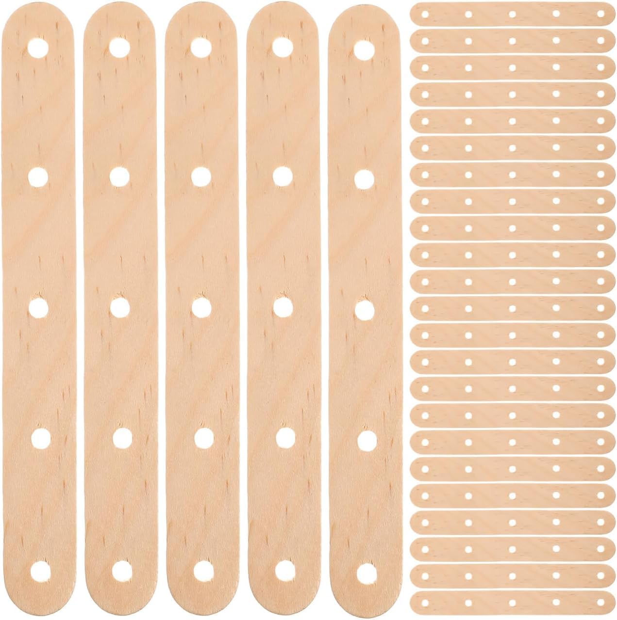 20 Pcs Pine MDF Wooden Craft Sticks with Holes for DIY Model Building, Pre-Drilled Popsicle Wood Slats fo School Projects, Kids Craft Supplies & Handmade Art, 5.91 x 0.63 Inch