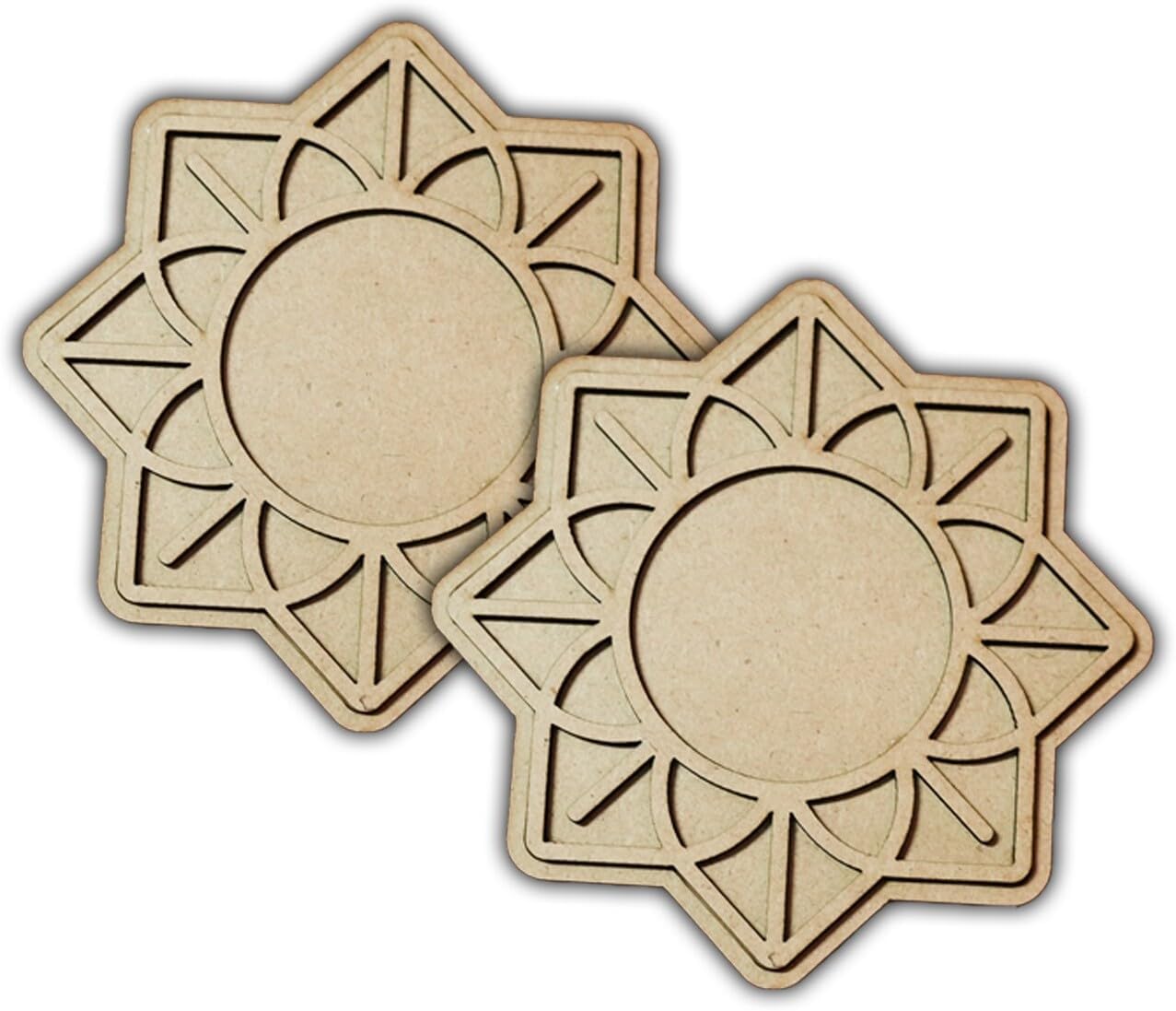 Pack of 2 Wooden Tealight Holders for Home & Office Décor | Pine MDF Elegant Candle Stand for Puja, Diwali, Living Room & Table Decoration