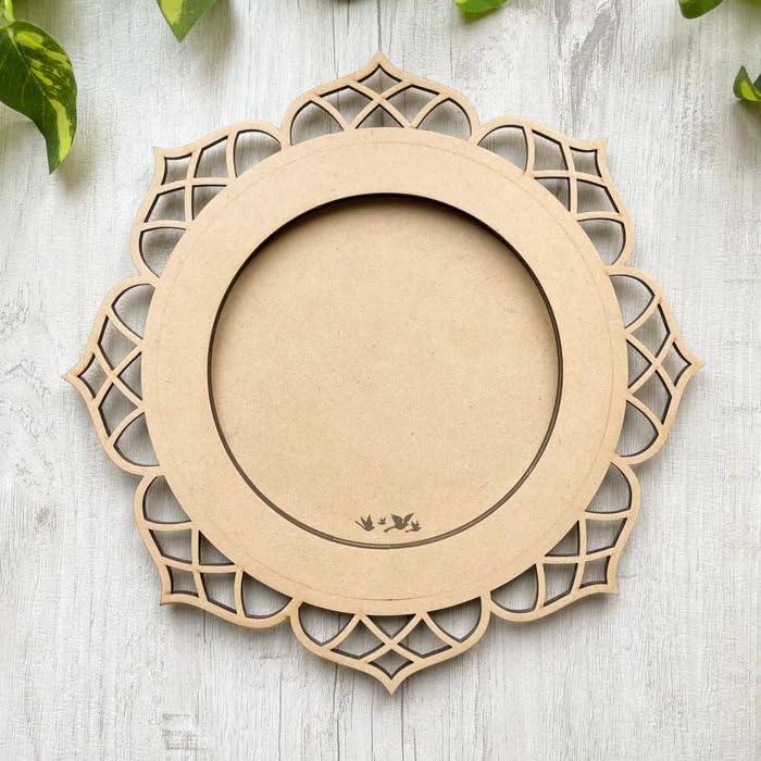 Wooden MDF Pooja Thali Platter Abstract Design
