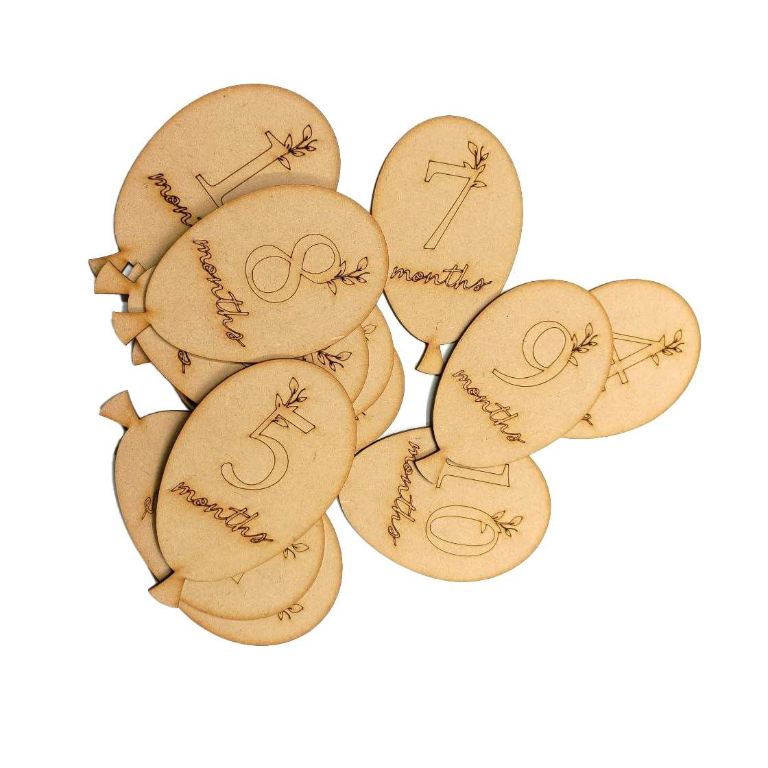 Haoser Baby Monthly Milestone Cards,Wooden Balloon milestones Discs, Congratulations Pregnancy Gift, Baby Shower Gift,Newborn Birth Announcement Sign - Haoser