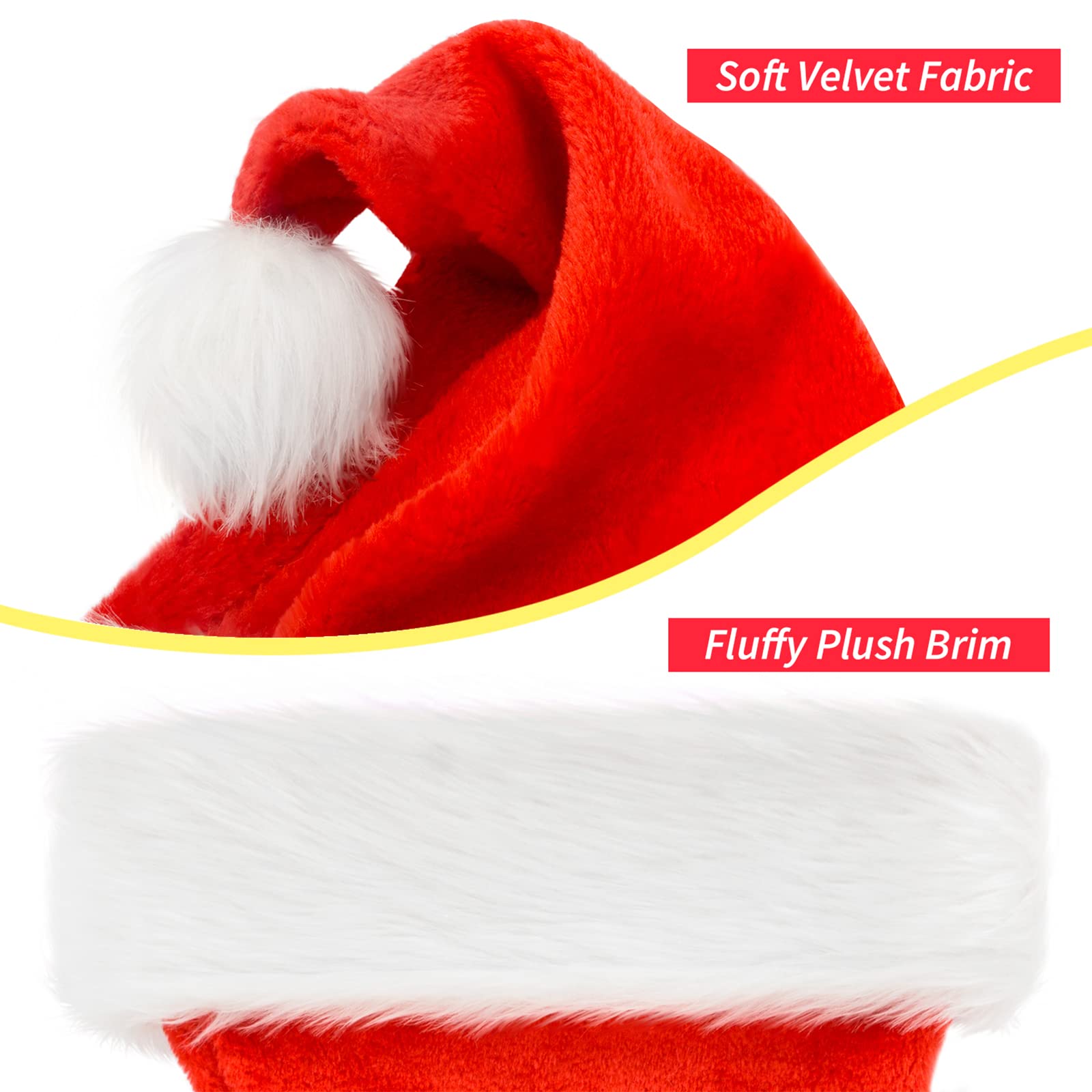 Haoser Christmas Hats Santa Hat Adult: Xmas Hat Holiday for Adults, Unisex Velvet Comfort Christmas Party Hat Thicken Classic Fur for Christmas Gifts New Year Festive Holiday Gifts for Men Wowen