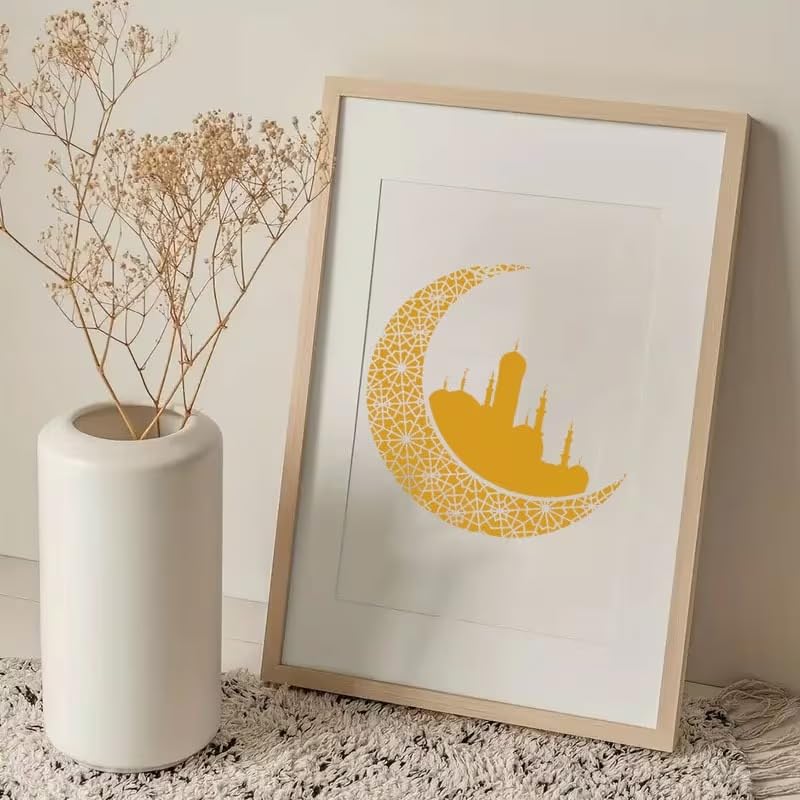 Moorish Crescent Reusable Islamic Stencil | Arabic Art Painting Template for Walls & Furniture
