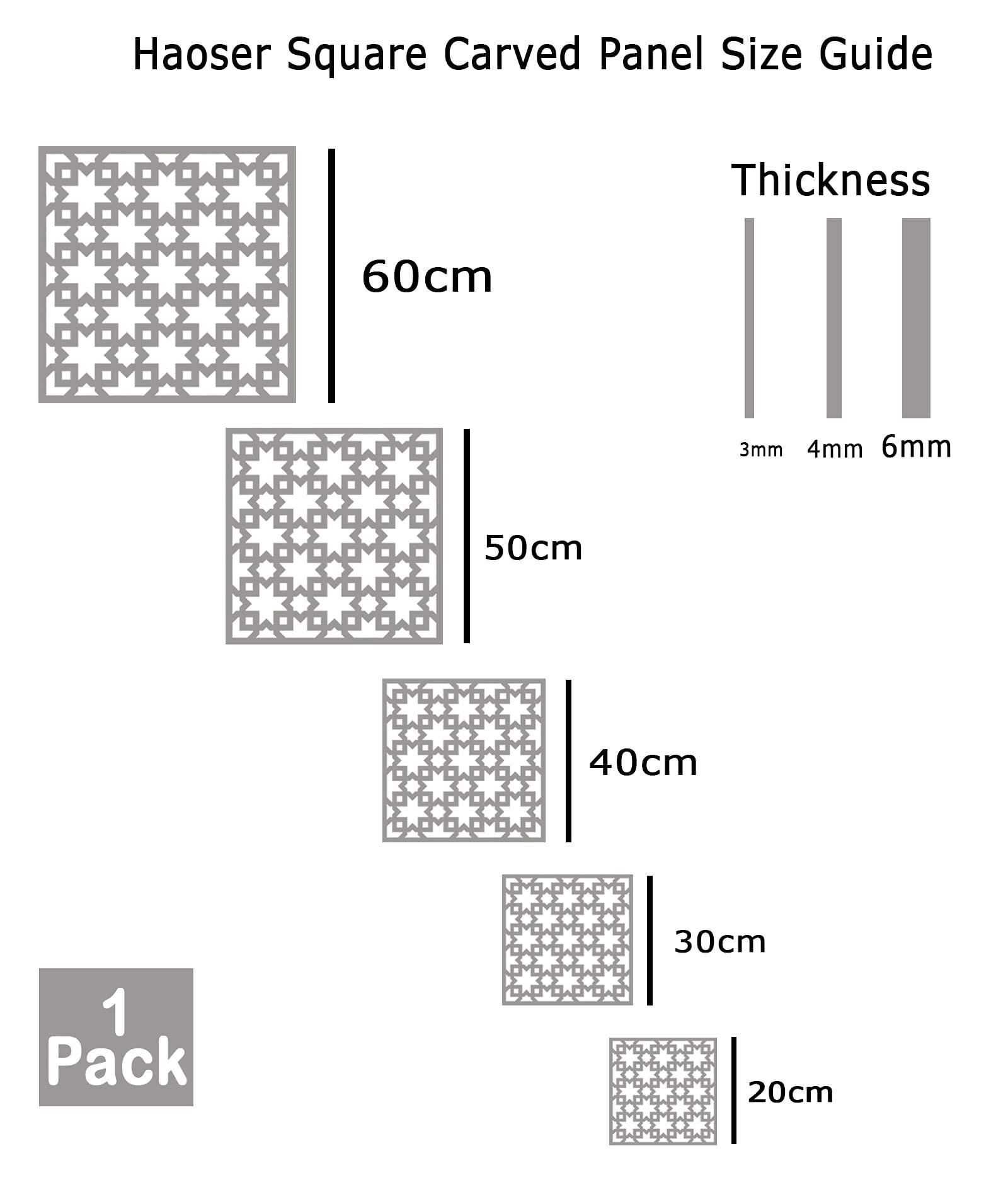 Haoser Wall Hanging Wooden Carved Panel for Room Partition, Cabinet Doors, Windows (Square Panel-2) - Haoser