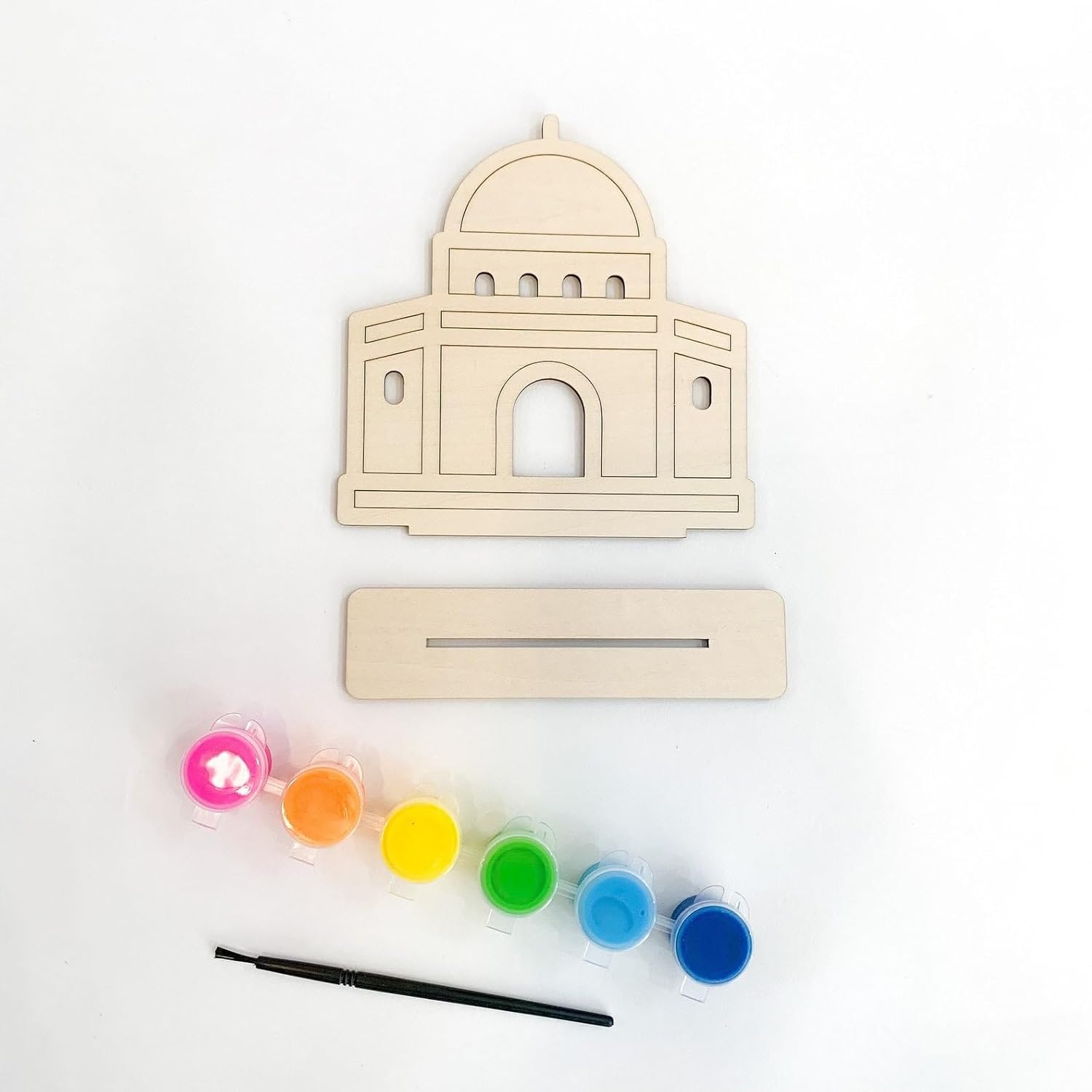 Ramadan & Eid Islamic Activity for Kids | Ramadan Wooden Decoration Mosque Wood Puzzle Craft Set with Paints | Eid & Ramadan Gift