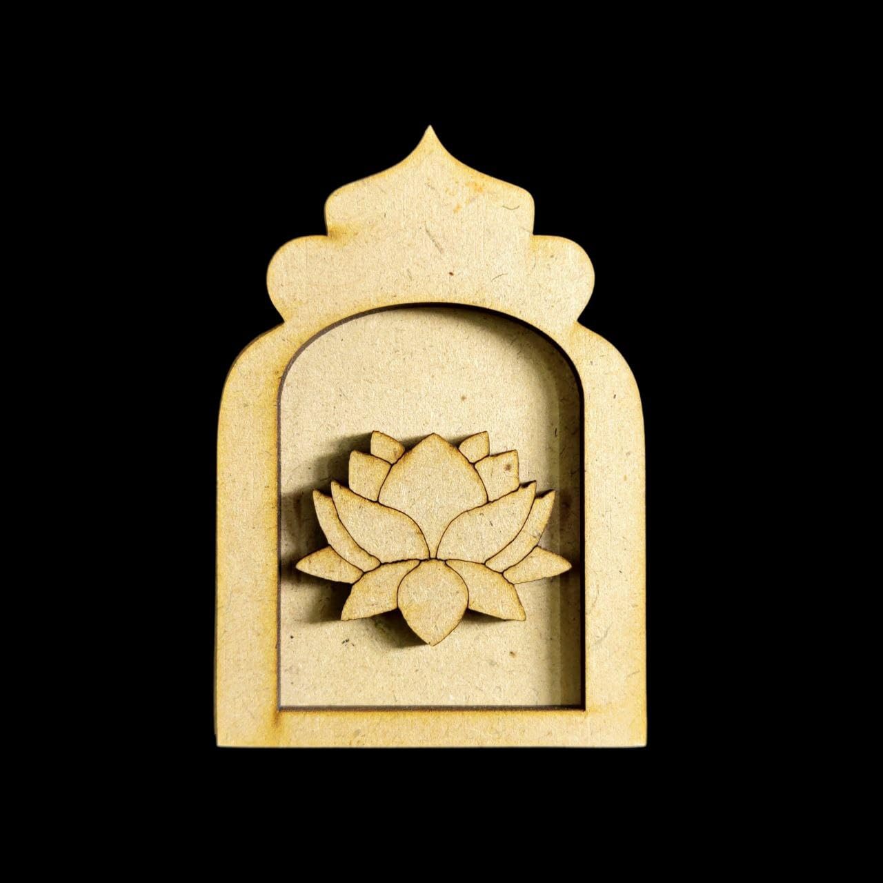 Pine Ganesha Jharokha Wall Hanging with Embellishments | Wooden Decorative Frame for Home Temple & Festive Décor | Size 12x7 Inch (Ganesha)