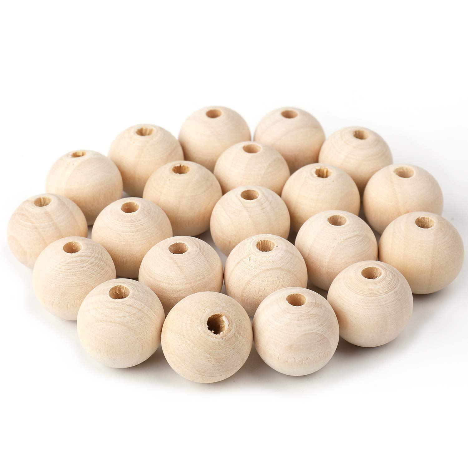 Haoser 100pcs 12 mm Natural Wood Beads Unfinished Round Wooden Loose Beads