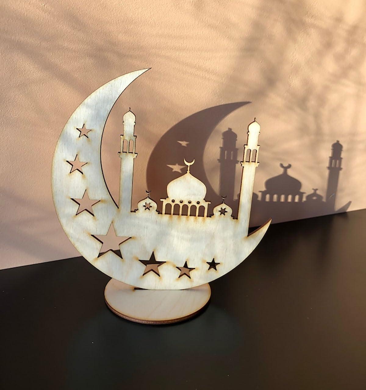 Curious Button 25cm Freestanding Masjid Decor Table Top, Ramadan Gifts, Tabletop Display, Ramadan Decor, Wooden Cutouts, Eid Decoration, MDF Home Decor - Haoser