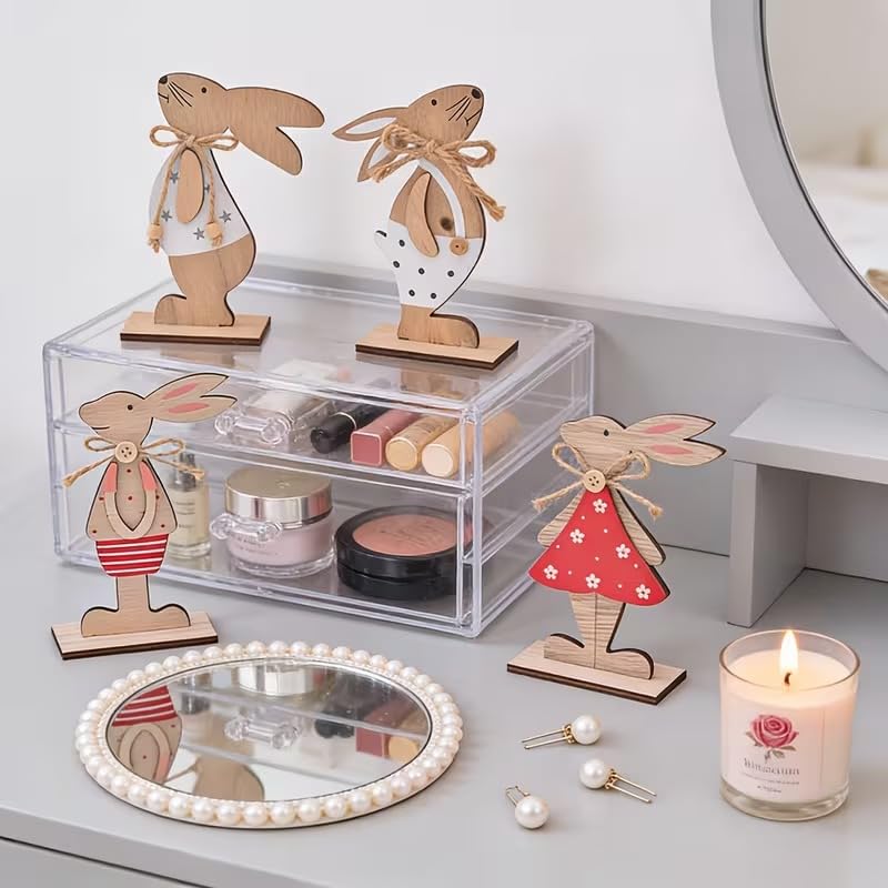 4 Pcs Wooden Easter Rabbit Table Centerpieces – Bunny Spring Decoration for Table